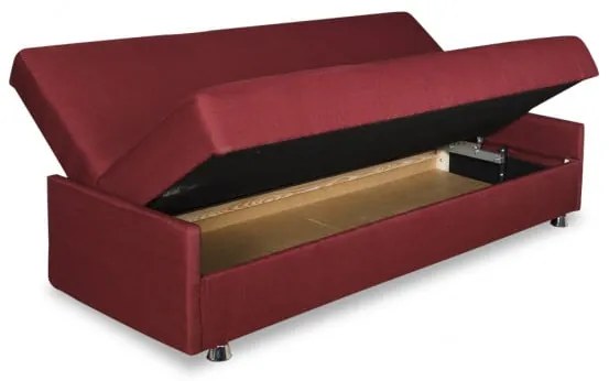 Canapea Extensibila Cu Lada Depozitare Ischia, Rosu, 202 x 88 x 94 Cm