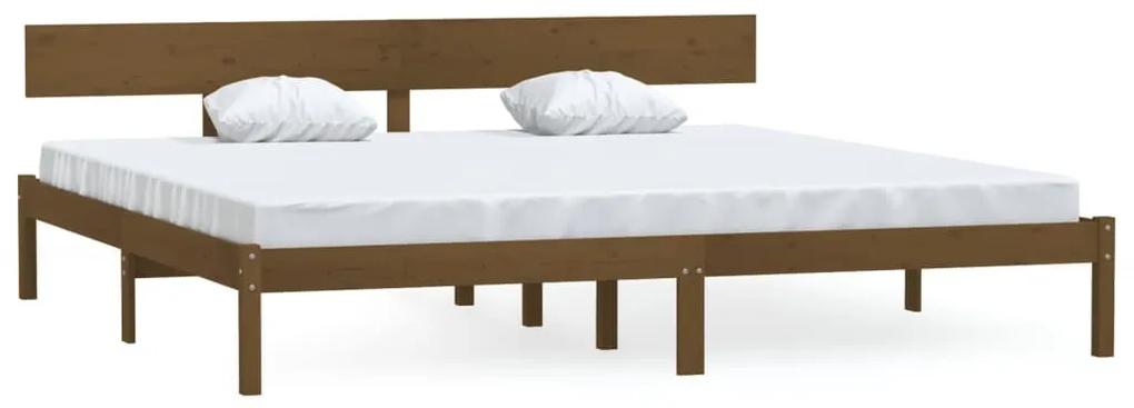 810170 vidaXL Cadru de pat, maro miere, 200x200 cm, lemn masiv de pin