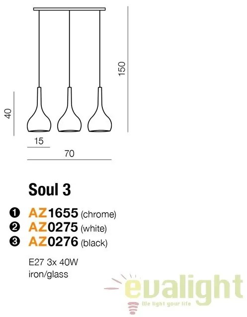 Lustra design modern Soul 3 white