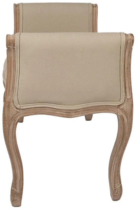 Bancheta shabby chic cu brate laterale, bej, stofa
