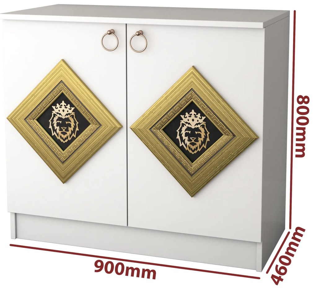 Comoda Deluxe cu oglinda, culoare alb / negru, 90 x 46 x 80 cm