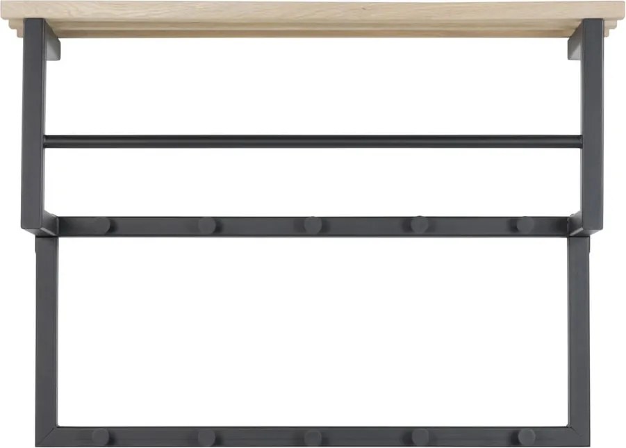 Cuier de perete negru/în culoare naturală cu raft din metal 71 cm Rizzoli – Spinder Design