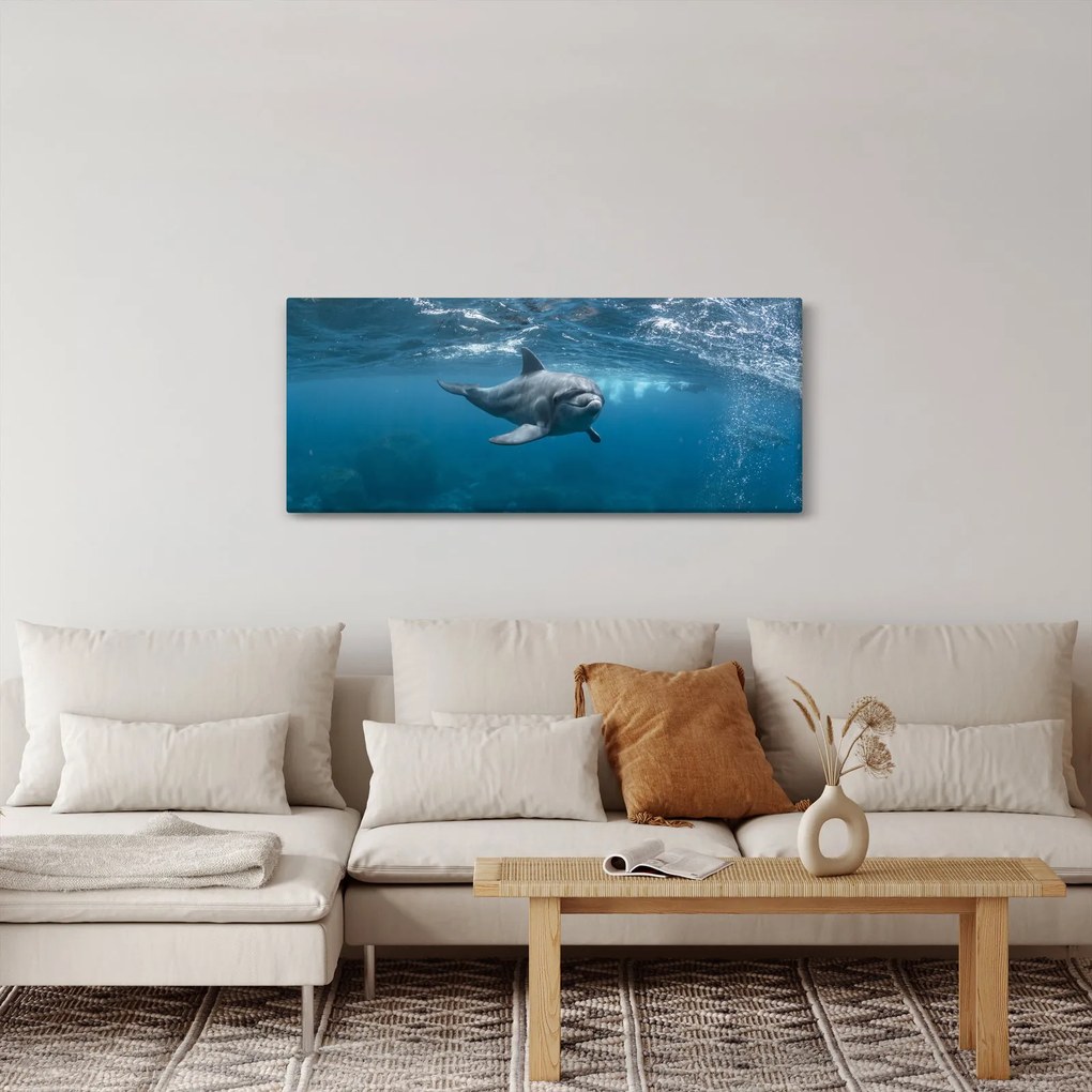 Tablou - Delfin sub apă (120x50 cm)