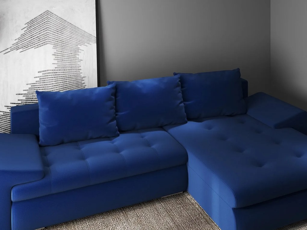 Colțar extensibil dumonde cu ladă de depozitare si sezut confortabil din spuma high-density, Leonardo Royal Albastru 260x185 cm II