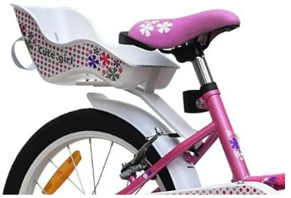 Bicicleta pentru copii NOVOKIDS™ Splend'Or Boom PRO Edition, Cu cosulet pentru papusi, Roti 16" inch, Maxim 50 kg, Cadru din otel, Roti ajutatoare