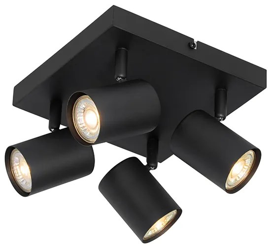 Plafoniera moderna ajustabila neagra cu 4 lumini patrata - Jeana