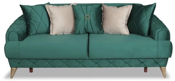 Canapea Extensibila Glamour Cu 3 Locuri, Verde, 220 X 94 X 86 Cm