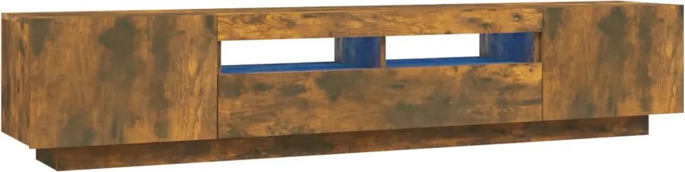vidaXL Set dulapuri TV cu LED, 2 piese, stejar fumuriu, lemn prelucrat