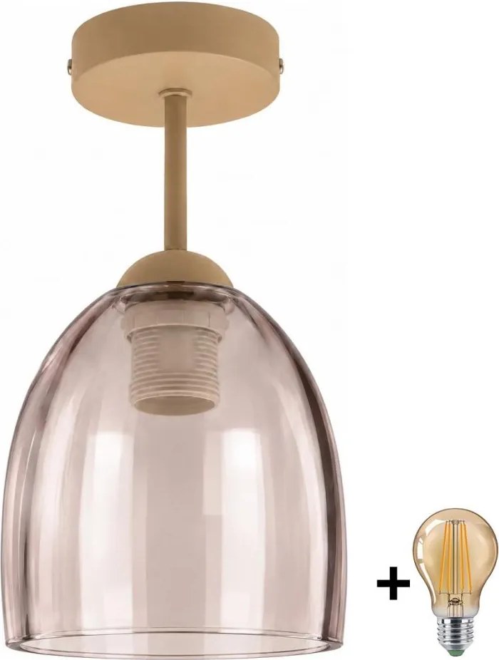 BRILAGI - LED lampă de tavan aplicată R GLASS 1xE27/60W/230V Ø 17 cm bej/bej fumuriu