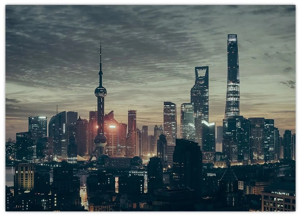 Tablou cu orașul în amurg (70x50 cm)