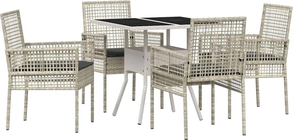 vidaXL Set de masă pentru grădină 5 pcs Gri deschis poliratan