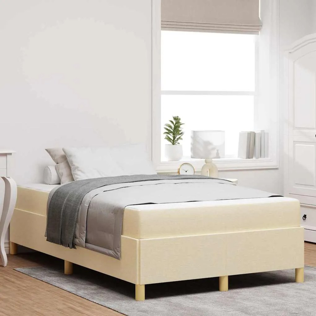vidaXL Pat cu arcuri cu saltea Alb și crem 120 x 190 cm Poliester