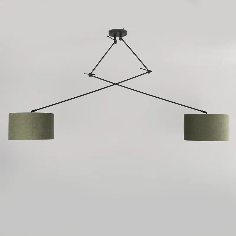 Lampă suspendată neagră cu umbră de 35 cm reglabilă verde - Blitz II