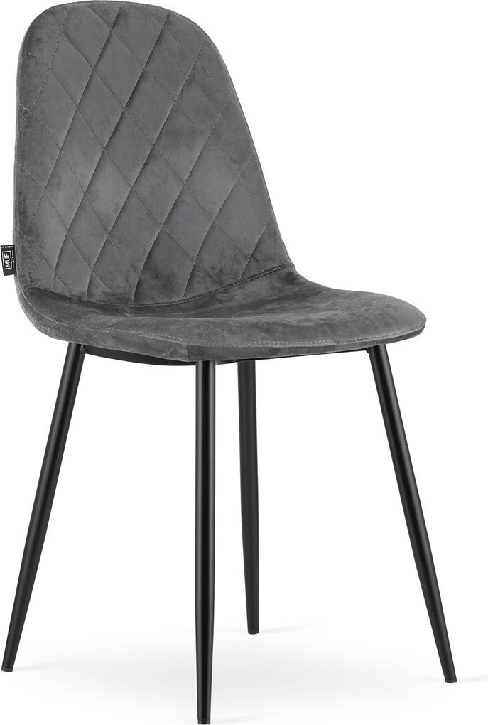 OFERTA Scaun din catifea gri inchis ASTI cu picioare negre Calitatea a II-a