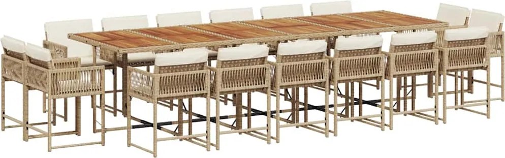 vidaXL Set mobilier de grădină cu perne, 17 piese, bej, poliratan