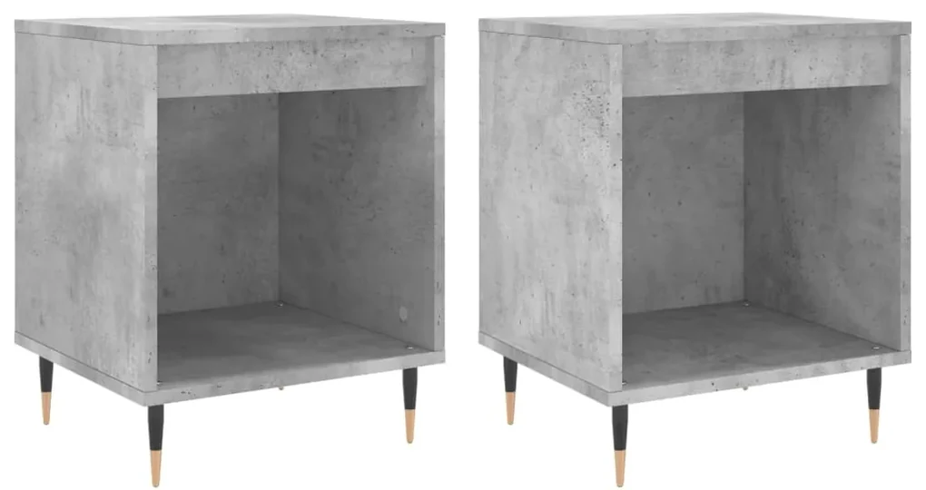 830709 vidaXL Noptiere, 2 buc., gri beton, 40x35x50 cm, lemn compozit