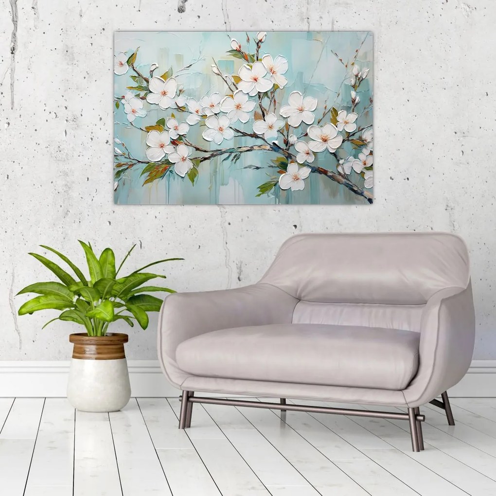 Tablou - Pictură, ramuri de copac înflorit (90x60 cm)