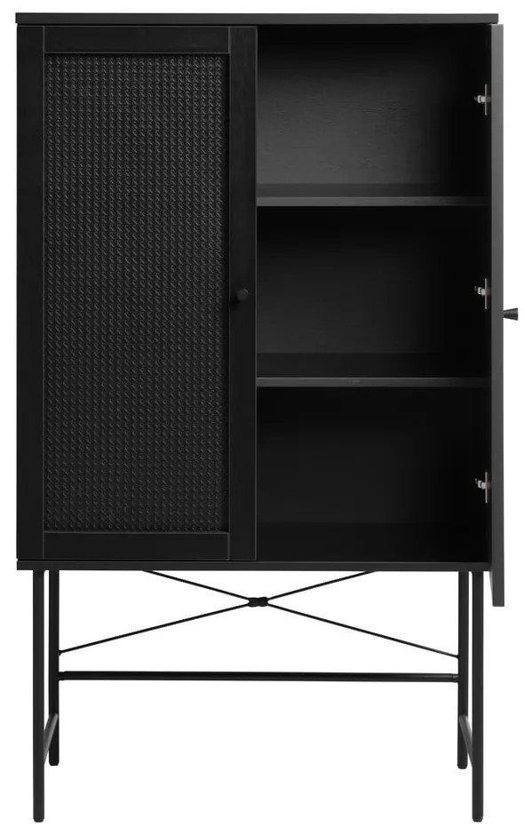 Dulap negru cu aspect de lemn de stejar 80x135 cm Pensacola – Unique Furniture