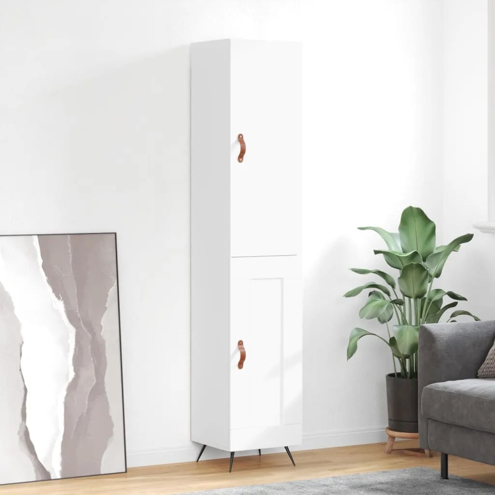 vidaXL Dulap înalt, alb, 34,5x34x180 cm, lemn prelucrat