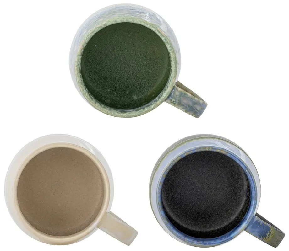 Căni albastre/bej 3 buc. din gresie 460 ml Cloe – Bloomingville