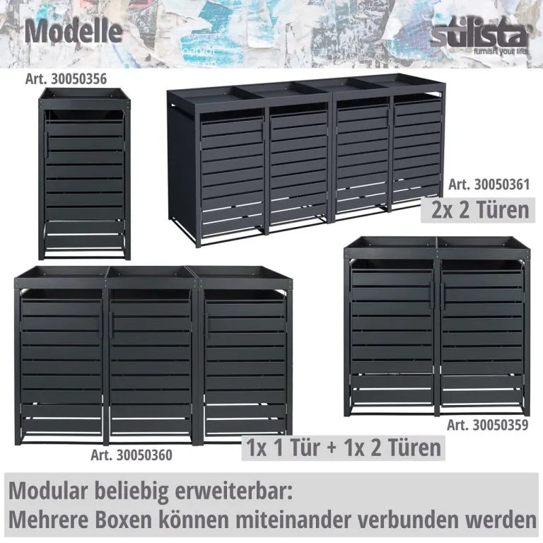 Dulap STILISTA pentru 1 pubelă, 68 x 124 x 80 cm, antracit