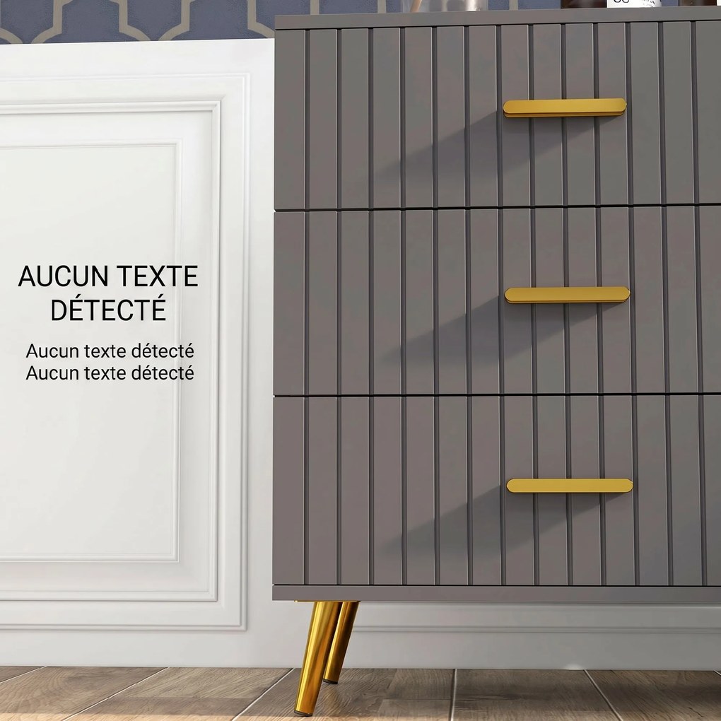 HOMCOM Comodă pentru Dormitor, Dulap Modern cu 3 Sertare,  Sertar de Depozitare cu Picioare din Aluminiu, 60x40x71.5 cm, Gri Închis