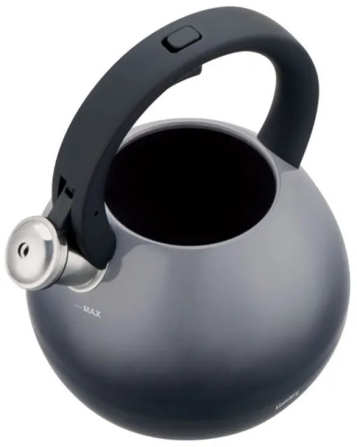 Ceainic cu fluier Klausberg KB 7955, 3l, Mâner izolat termic, Fund multistrat, Inducție, Gri închis grafit