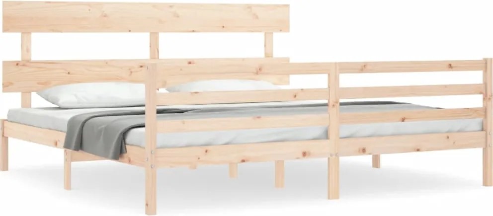 vidaXL Cadru pat cu tăblie 200x200 cm, lemn masiv de pin