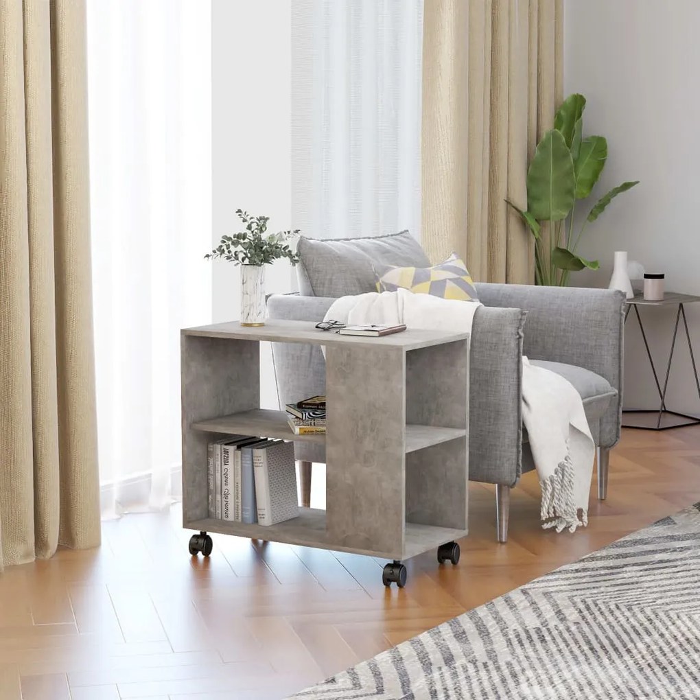 802124 vidaXL Masă laterală, gri beton, 70x35x55 cm, lemn compozit