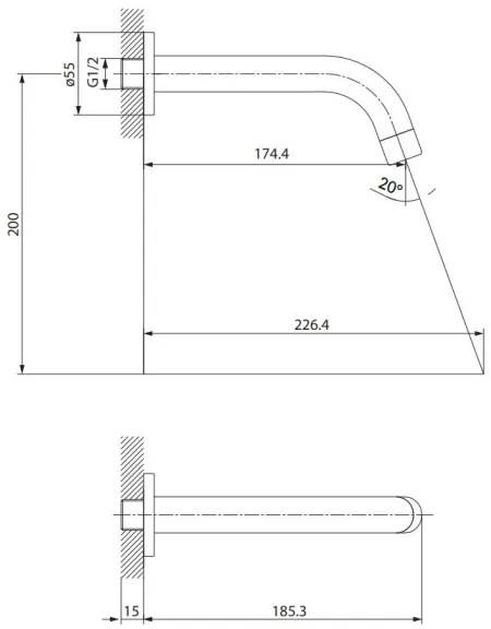 Pipă pentru instalare ascunsă Cersanit S951-553 ZEN crom lucios