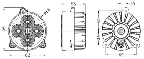 Proiector LED pentru tractor BLACK LED/20W/10-30V IP69 5700K rotund