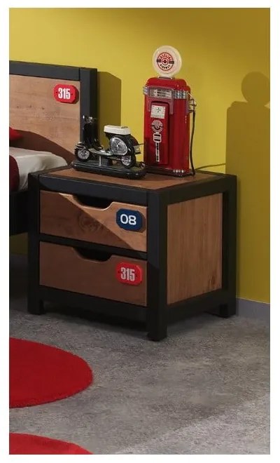 Noptieră din lemn de pin Vipack Alex, maro