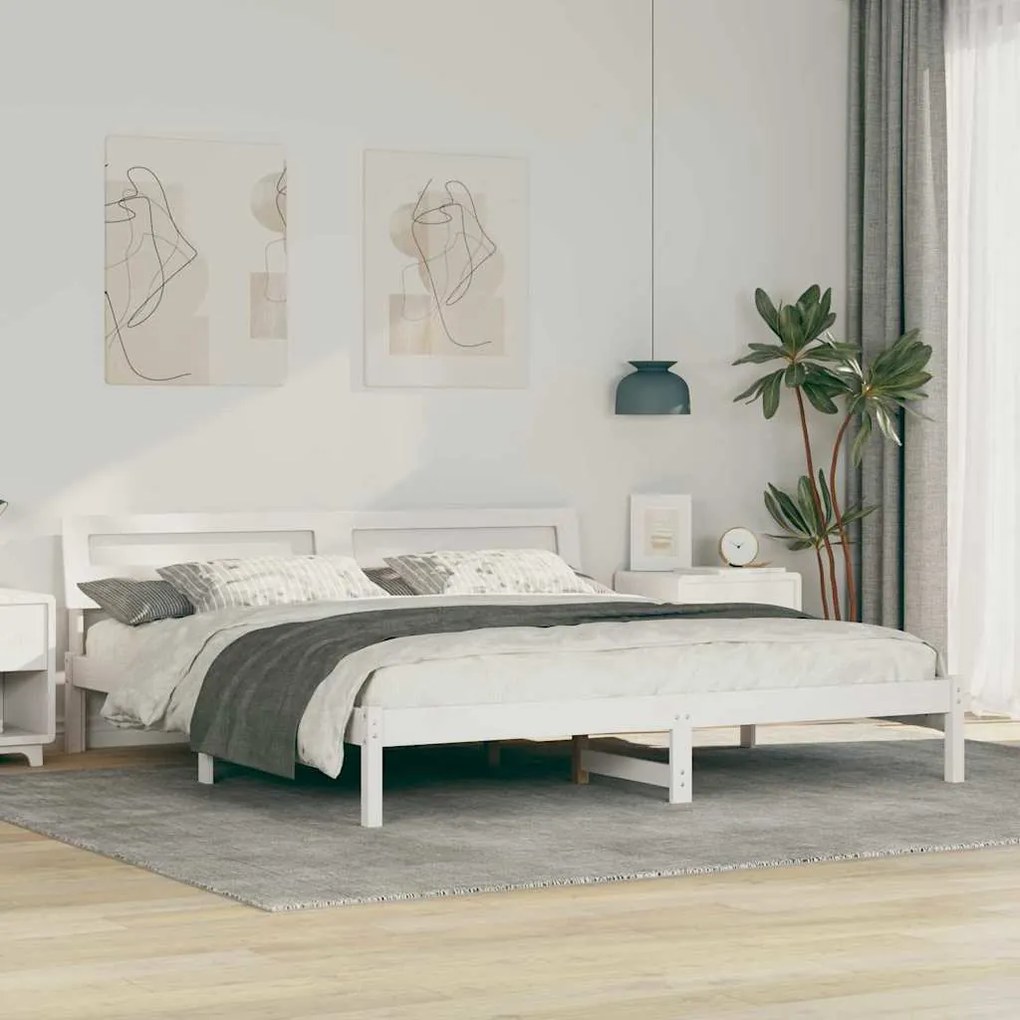 vidaXL Cadru de pat Alb 180 x 200 cm Lemn de brad solid