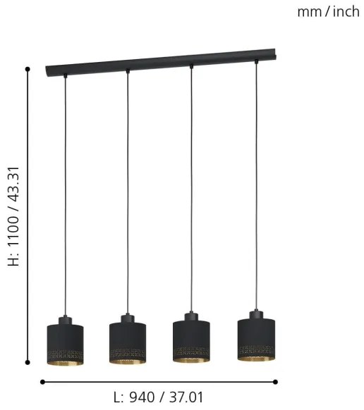 Eglo 99275 - Lustră pe cablu ESTEPERRA 4xE27/28W/230V