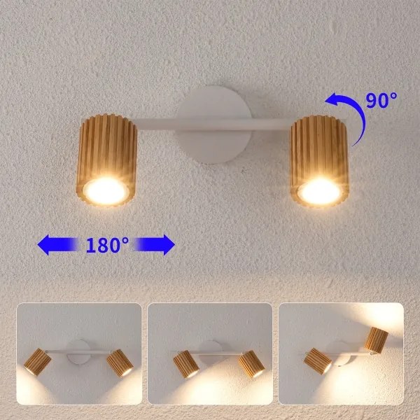 Brilagi - Spot MODERN WOOD 2xGU10/8W/230V lemn de cauciuc/alb