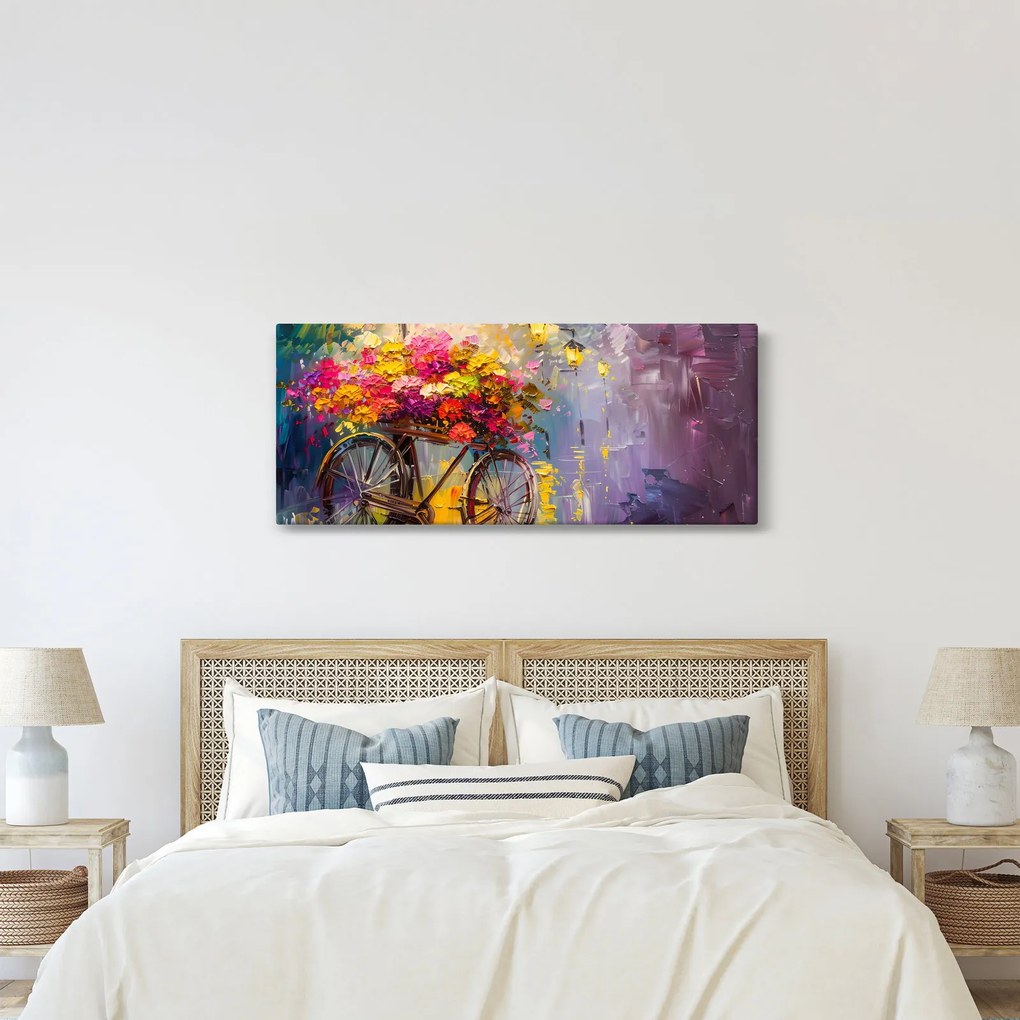 Tablou - Roată cu flori (120x50 cm)