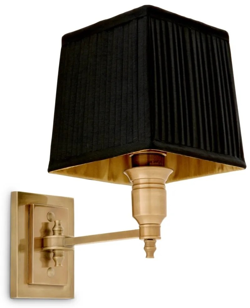 Aplica de perete moderna LUX, finisaj brass cu abajur negru, Lexington Single 108633 HZ