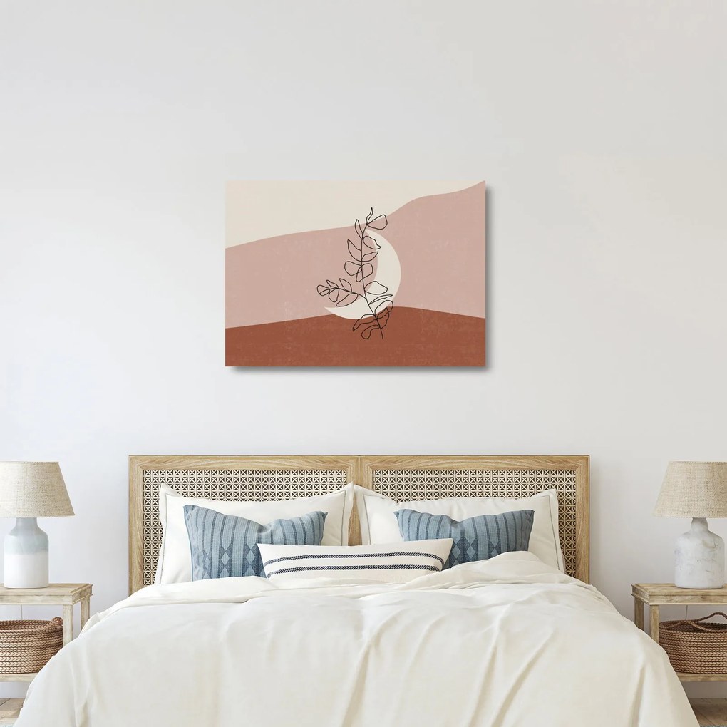 Tablou pe sticlă - Boho frunze N⁰2 (70x50 cm)