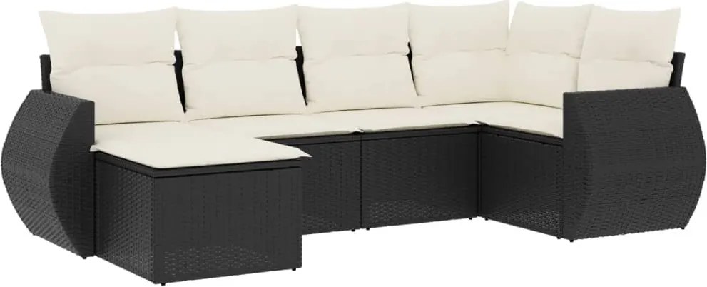 vidaXL Set mobilier de grădină cu perne, 6 piese, negru, poliratan