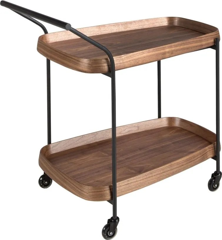 Gheridon, Mini Bar cu roti pentru bauturi si sticle Walnut