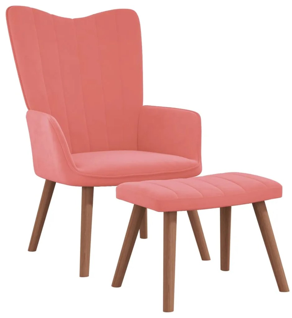 327670 vidaXL Scaun de relaxare cu taburet, roz, catifea