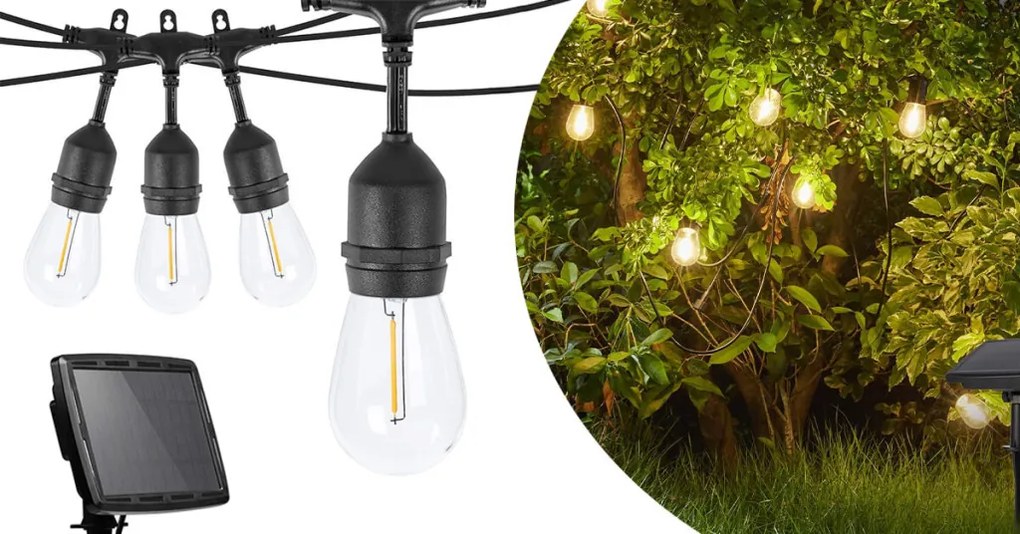 Ghirlanda luminoasa decorativa de exterior, cu 15 becuri LED soclu E27, 15m