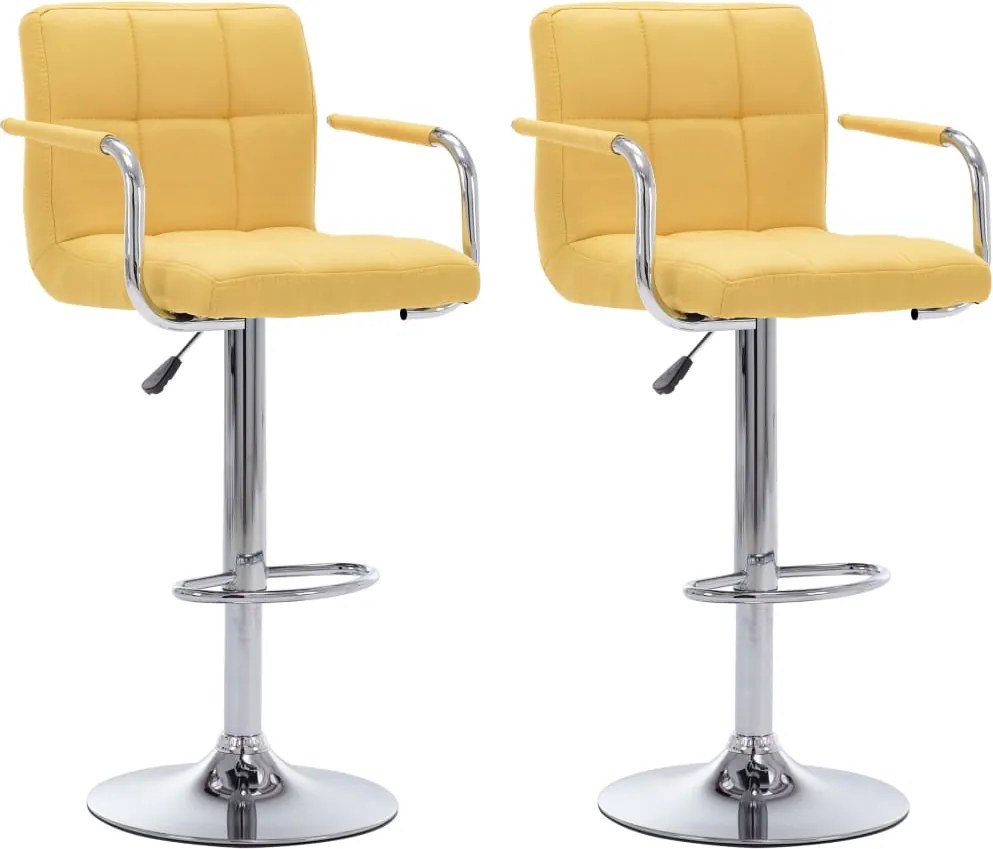 vidaXL Scaune de bar, 2 buc., galben, material textil