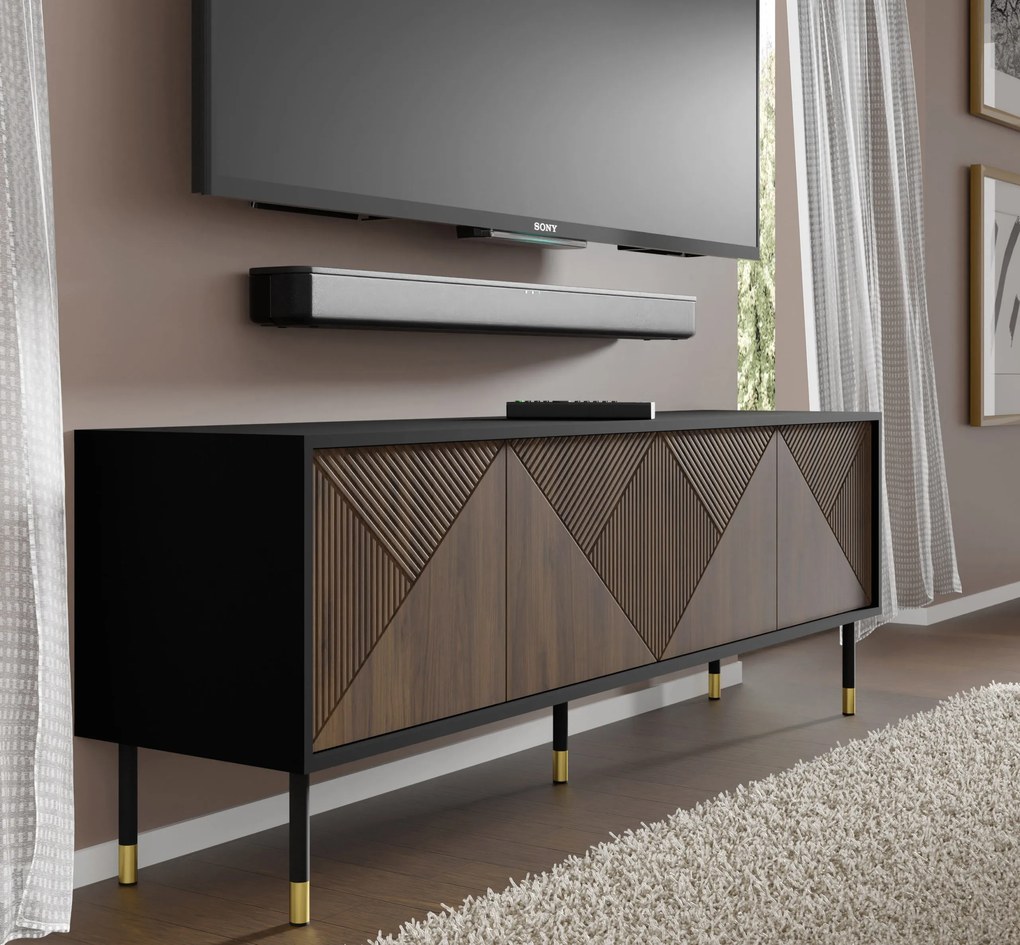 Masă TV IV 4D 180 Wenty (Negru + Stejar catania + Auriu). 1125167