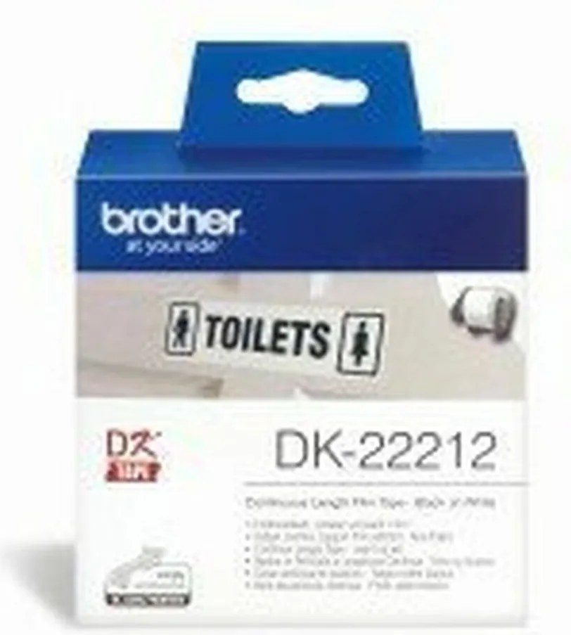 Bandă Continuă Brother DK22212 Negru/Alb Alb
