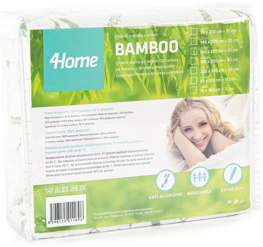 Protecție saltea 4Home Bamboo cu bordură, 160 x 200 cm