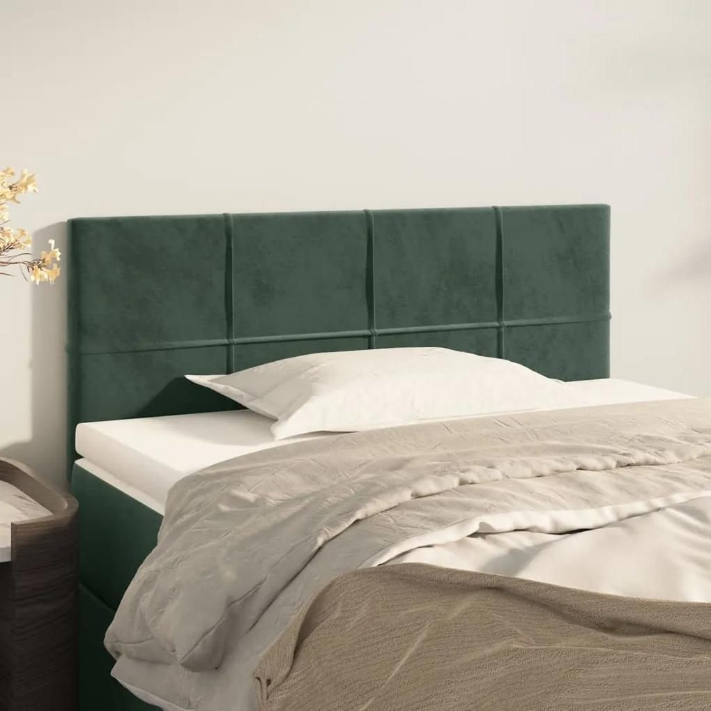 346029 vidaXL Tăblie de pat, verde închis, 90x5x78/88 cm, catifea