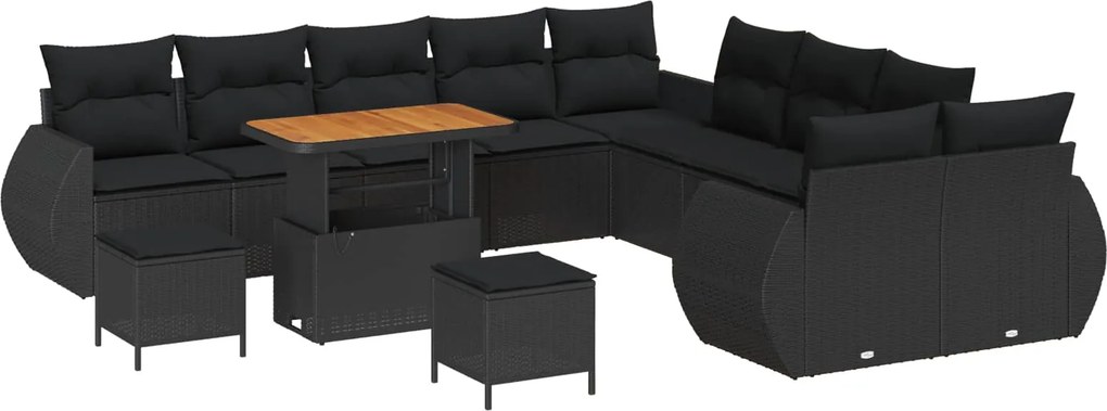 vidaXL Set de canapele pentru grădină 13 pcs Negru poliratan