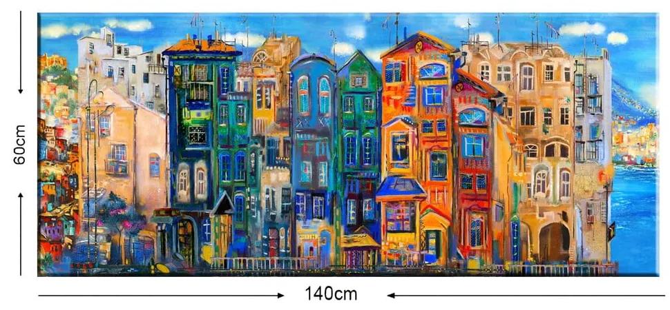 Tablou Tablo Center Colorful Houses, 140 x 60 cm