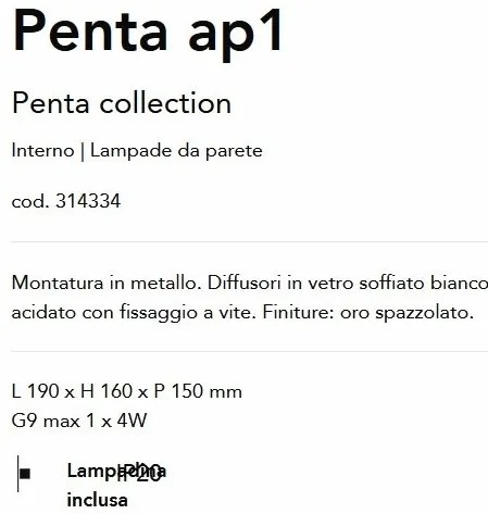 Aplica de perete design modern Penta ap1 auriu/alb
